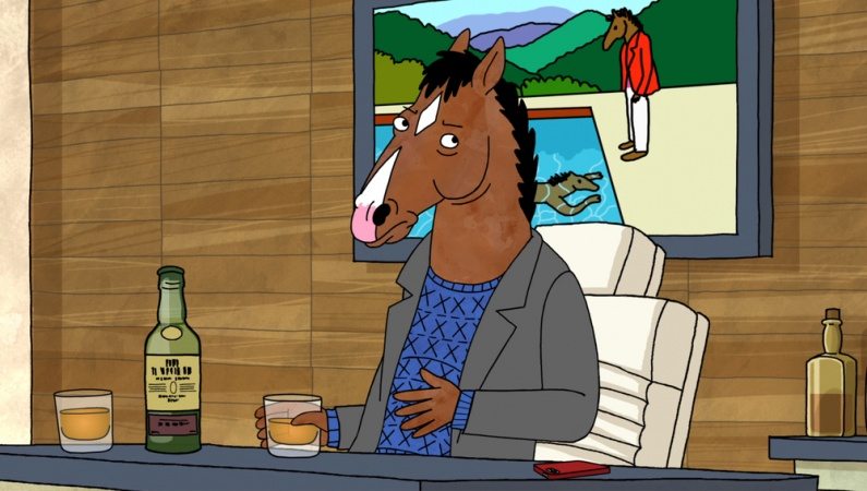 Foto: Netflix. Bojack Horseman, en lätt alkoholiserad, narkotikaanvändande, narcissistisk ex-stjärna.