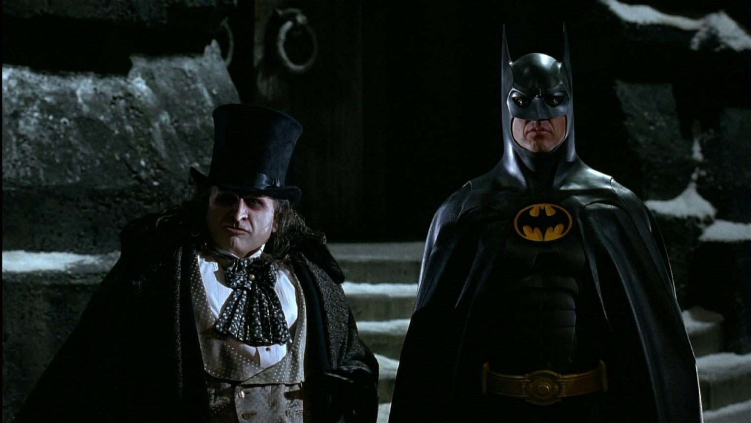 Bild på Danny De Vito och Michael Keaton i Batman Returns.