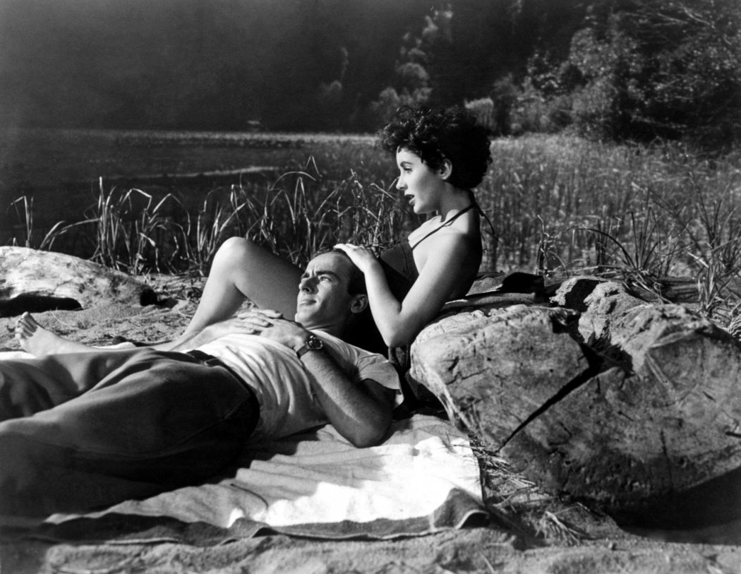 1951: Film stars Elizabeth Taylor and Montgomery Clift (1920-1966) star in the Paramount melodrama 'A Place In The Sun'.