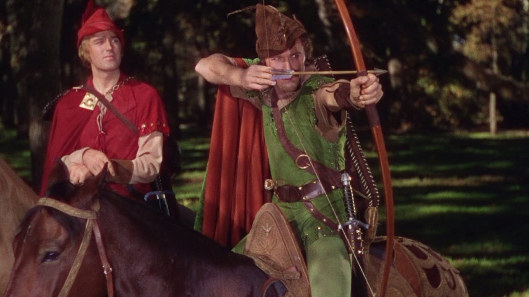 Errol Flynn som Robin Hood i Robin Hoods äventyr från 1938