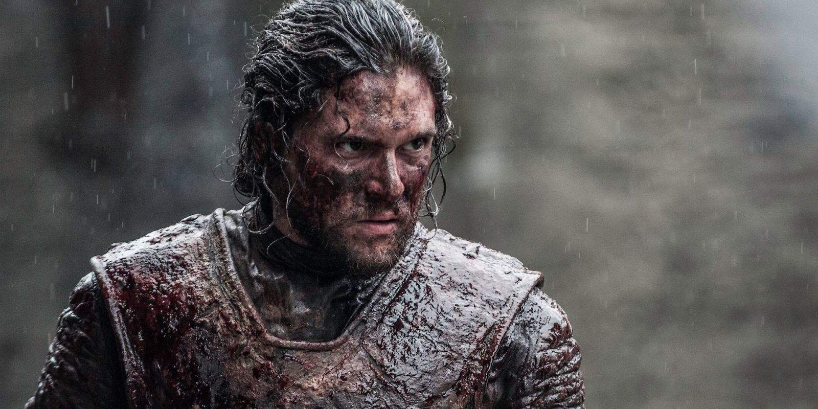 Blodtäckt Kit Harington i Game of Thrones 