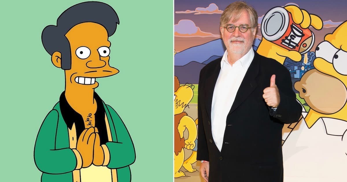Karaktären Apu och Simpsons-skaparen Matt Groening.
