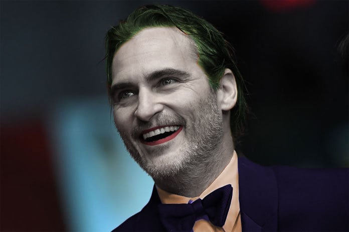 Joaquin Phoenix sminkad som jokern.