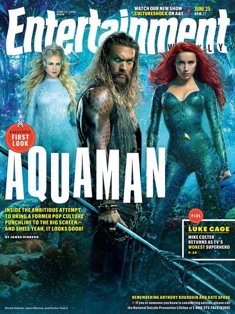 Ett omslag till Entertainment Weekly med Aquaman på bild.