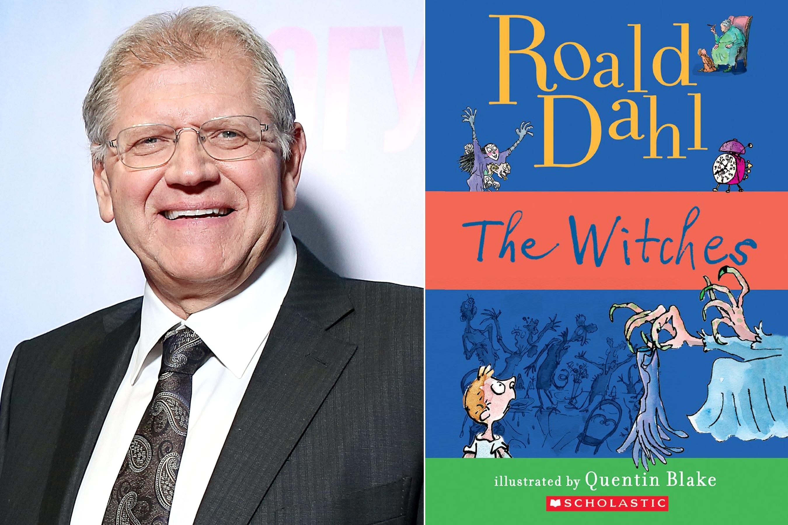 En bild på Robert Zemeckis och novellen The Witches