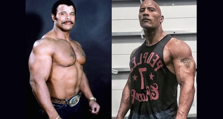 På bilden ser vi Dwayne Johnson och hans pappa Wade Douglas Bowles