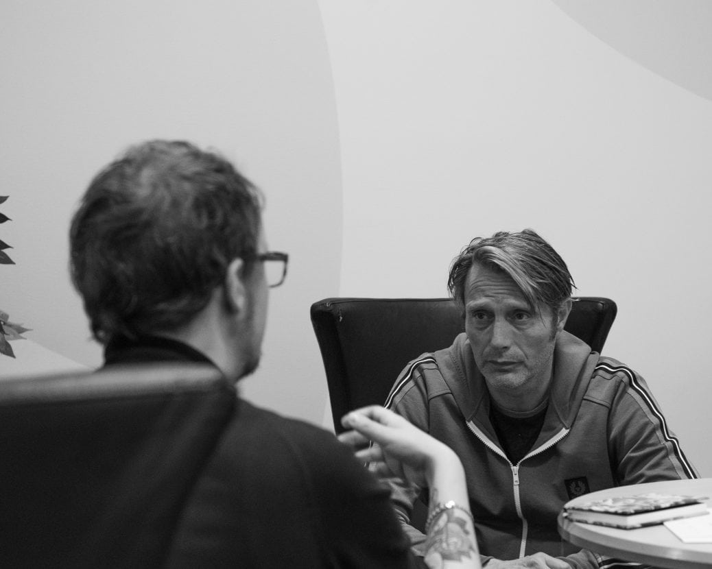 Eric Diedrichs and Mads Mikkelsen are discussing acting.