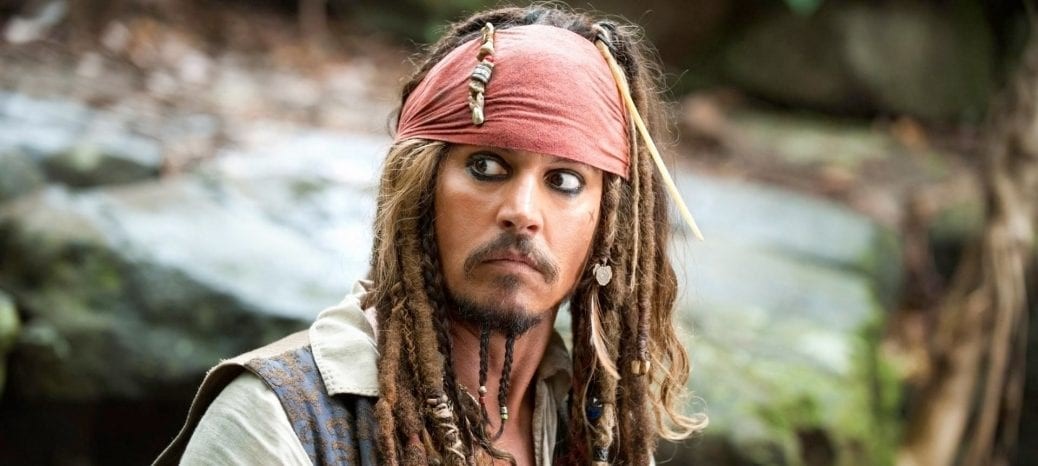På bilden ser du Johnny Depp som Jack Sparrow