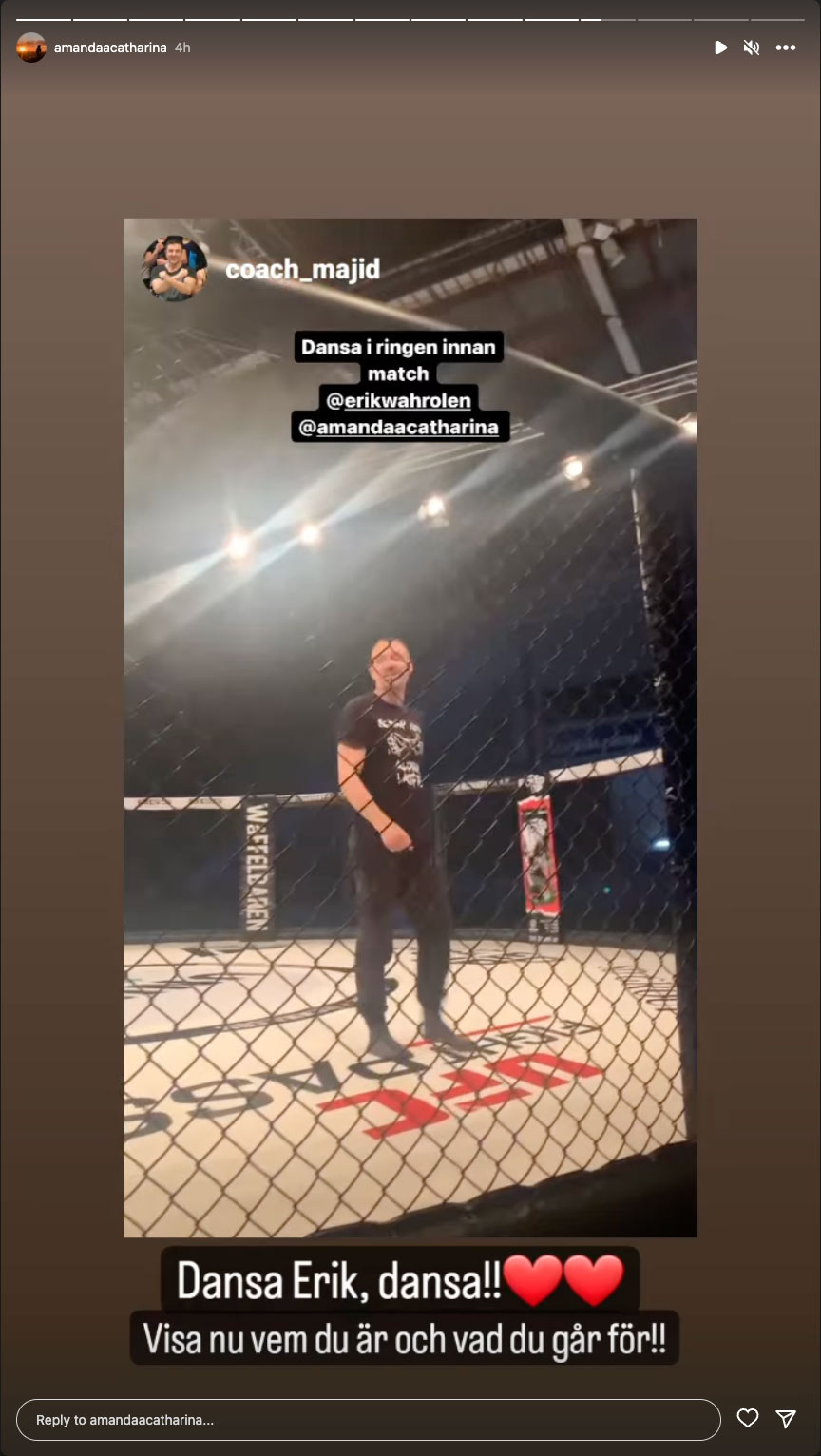 Nu går Erik Wahrolén från Robinson sin MMA-fight – stöttas av Amanda Eliasson