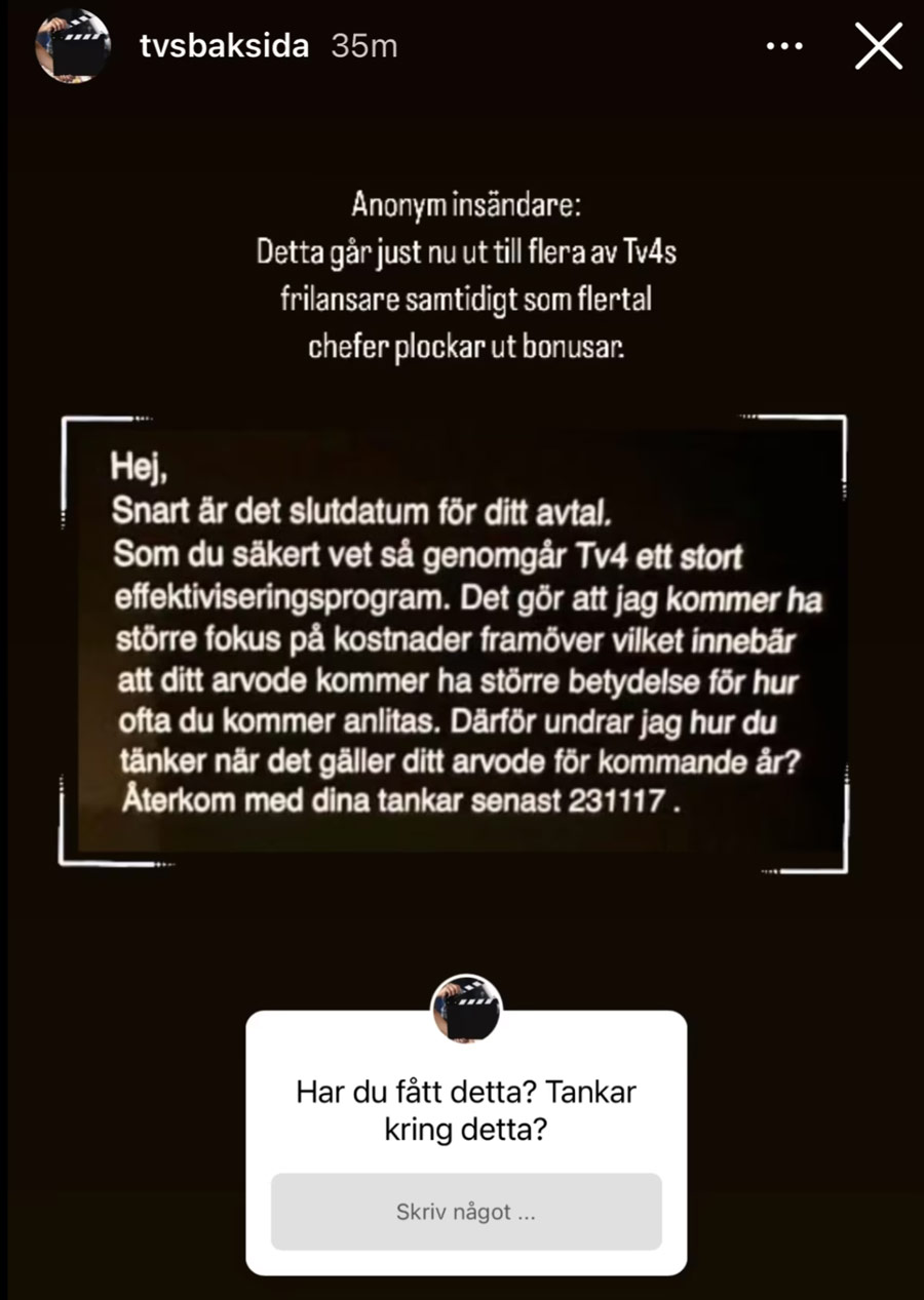Arga medarbetare på TV4 – läcker information till pressen