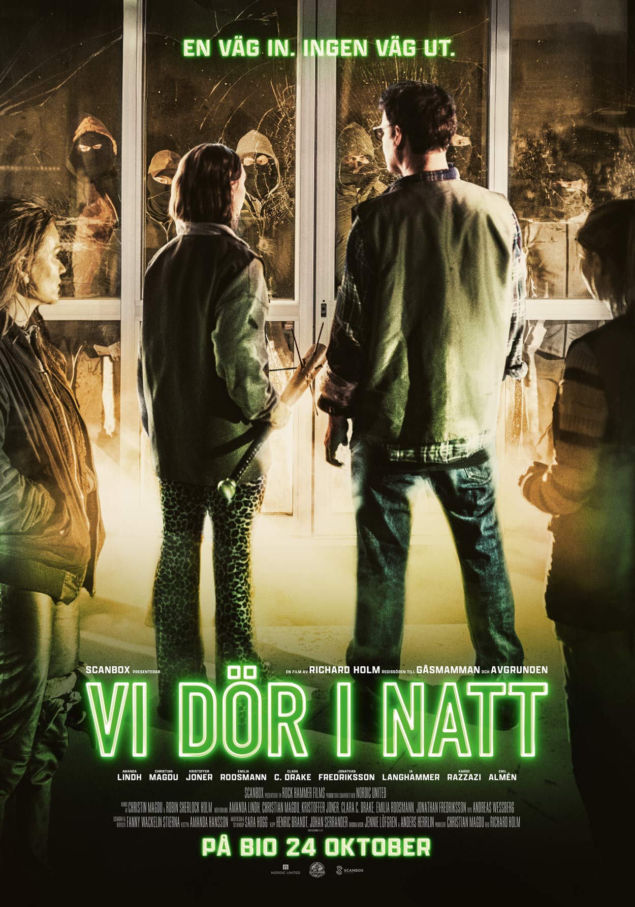Poster för den svenska actionthrillern "Vi dör i natt".