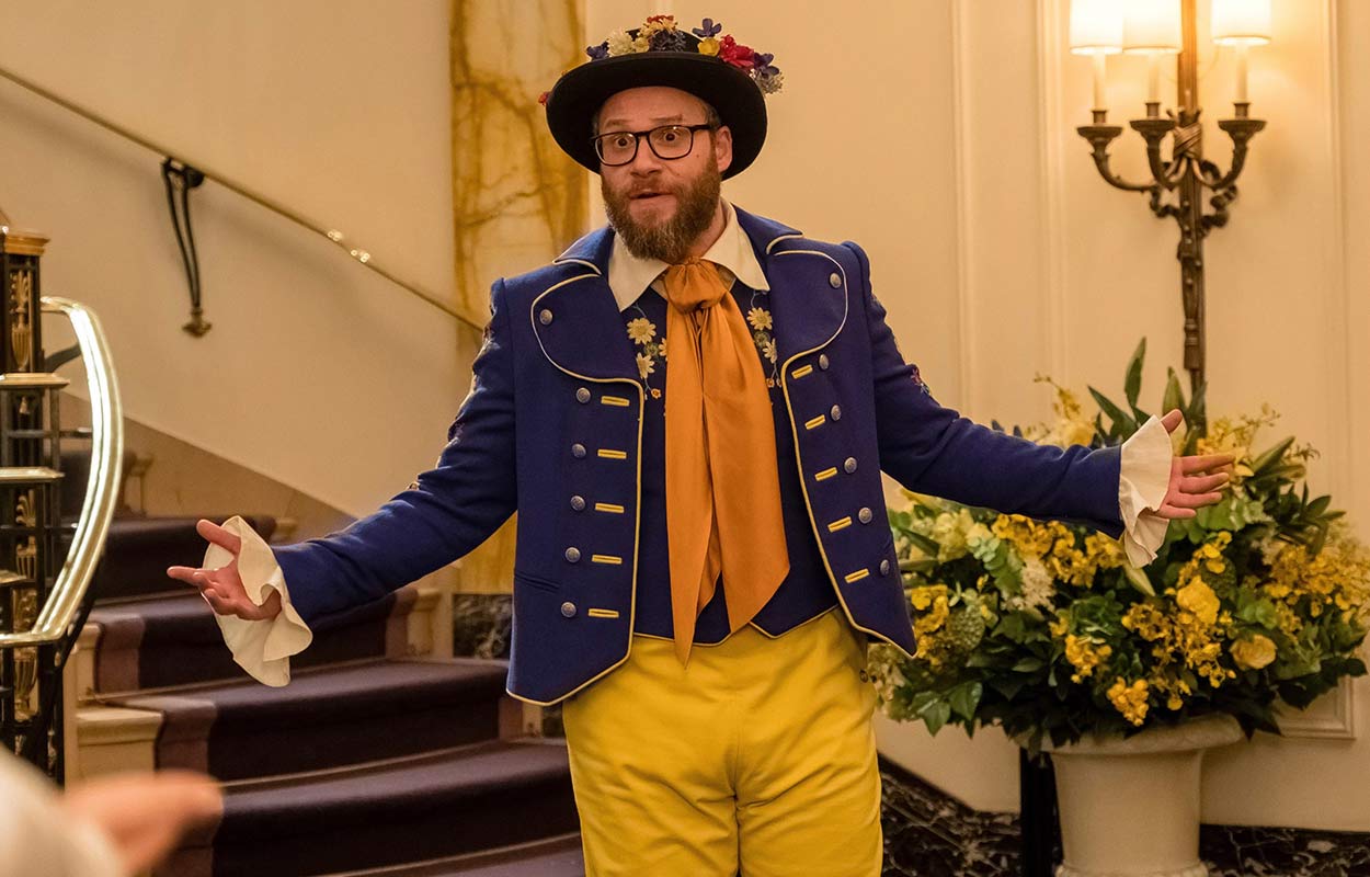Svenskpyntad Seth Rogen i &rdquo;Long Shot&rdquo; (2019).